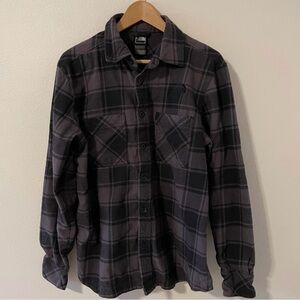 The North Face Plaid Button Up Shirt Jacket Shacket Black Gray-Medium